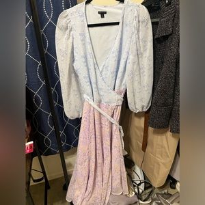 Ann Taylor beautiful mixed floral wrap dress in soft violet. Spring dress